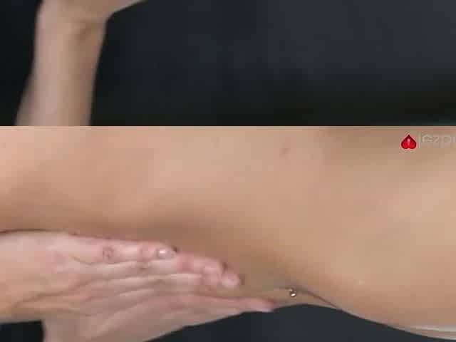 Tiny pert breasts golden-haired with FASCINATING LITTLE SNATCH MOUND is oiled and eaten - Lesbea