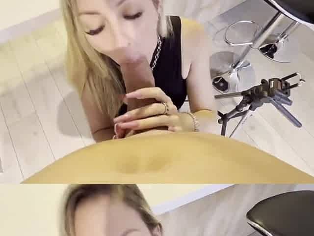 Hot blonde giving a blowjob in the kitchen - Jessica Fox