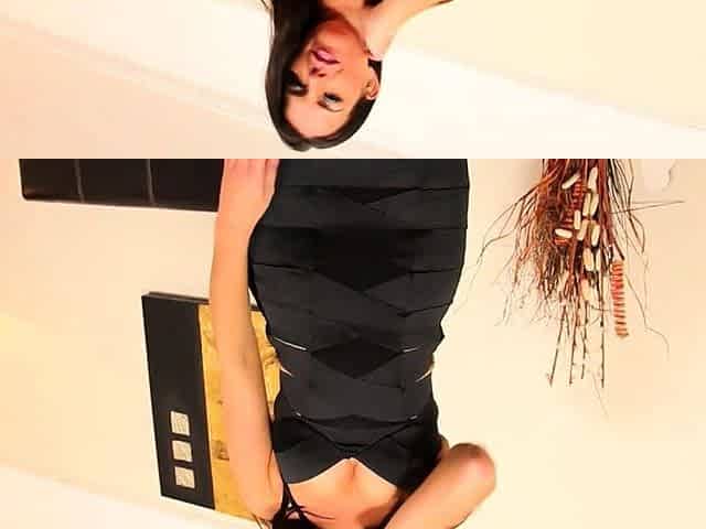 Solo stockings babe masturbates with dildo