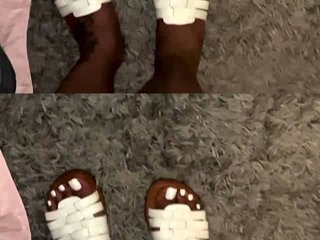 Cute teen girl enjoys foot fetish