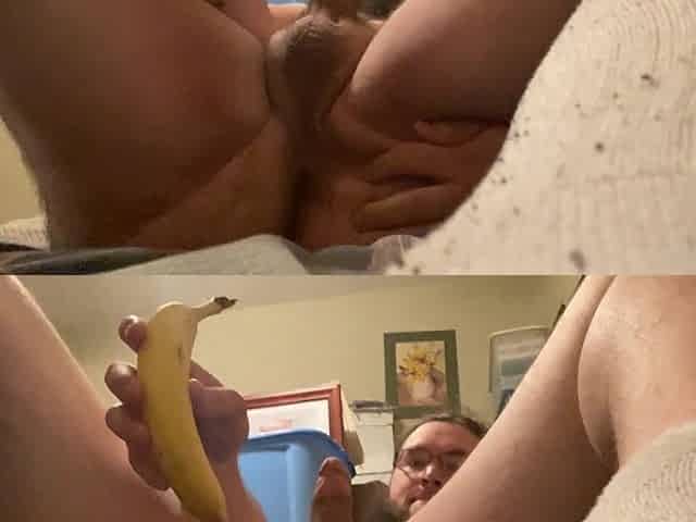banging myself with a banana and masturbating