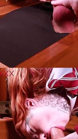 Hot Alt College Student Gets Covered in Cum at Our Milking Table