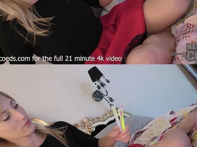 Aleks in Little Red Dress: POV Glowstick Gaping Session