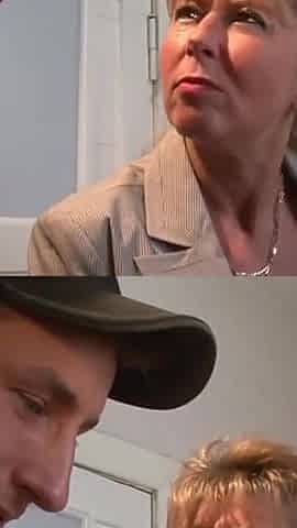 Horny MILF Watching Two Young Pigs Fuck