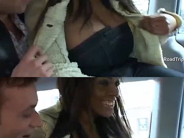 Breasty ebony gal screams whilst getting double penetration'd