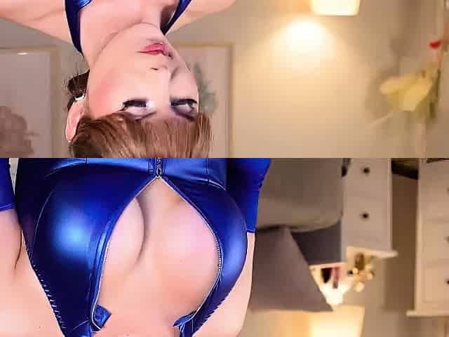 Busty curly brunette with big boobs fucks on couch