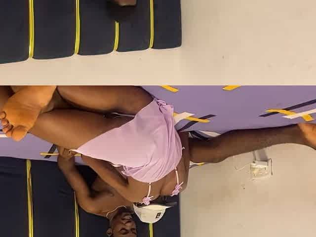 Small beauty screws ebony jock intensely