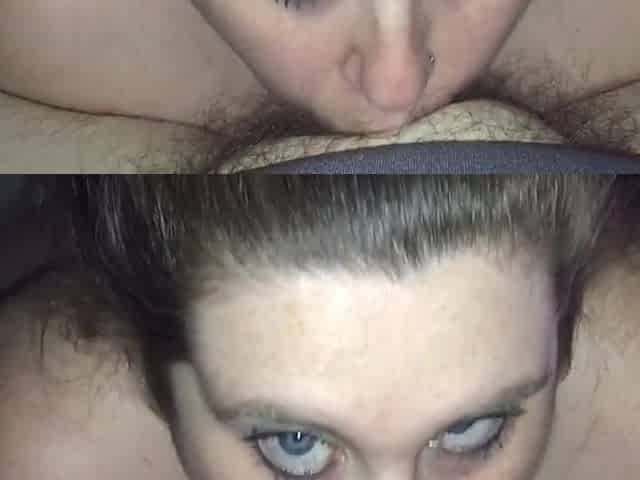 Wife gives blow job taking a load of cum