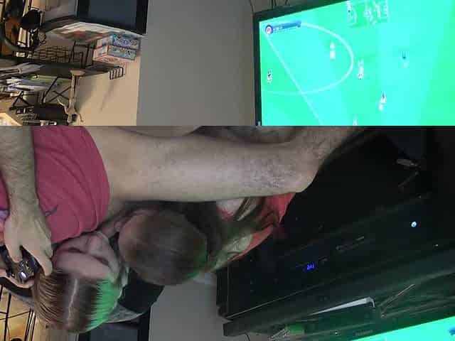 Double Blowjob While He Plays Fifa