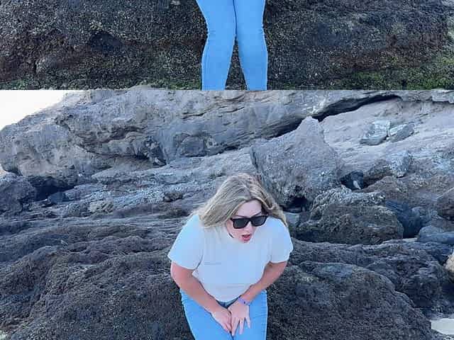 Peeing in Tight Jeans on the Beach