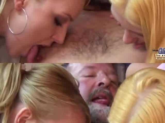 2 Harlots Lick Ancient Ass In Threesome