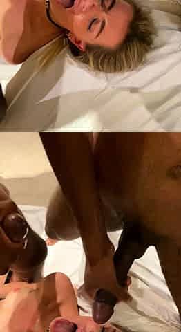 Interracial blonde facial bukkake