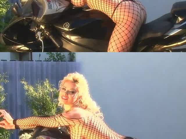 Blond Bombshell Caylian Curtis Is A Biker's Fantasy In Fishnet Solo Scene