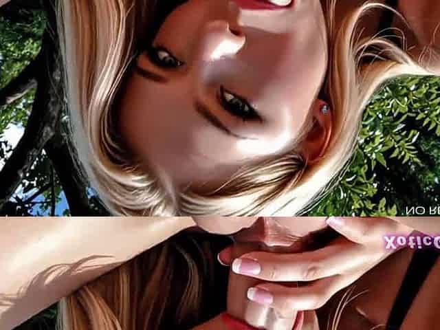 Futunari Big Boobs Milf Blowing and Fucked in Ass Outdoor with Shemale Blonde