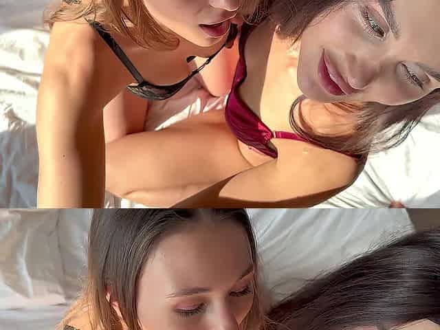 Three-some. Double Slobbery Oral job by Porn Stars Jadilica and Sumiko Smile . 4K HD Tim Team