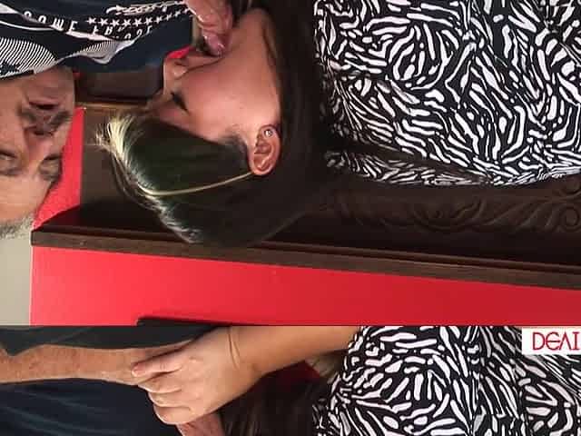 Big tits hairy asian sucks old mans big cock and gets fucked
