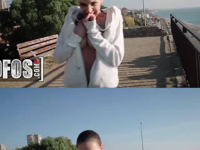Russian Babe Henessy Gets Her Pussy Fucked In Public And Takes A Huge Load In Her Mouth