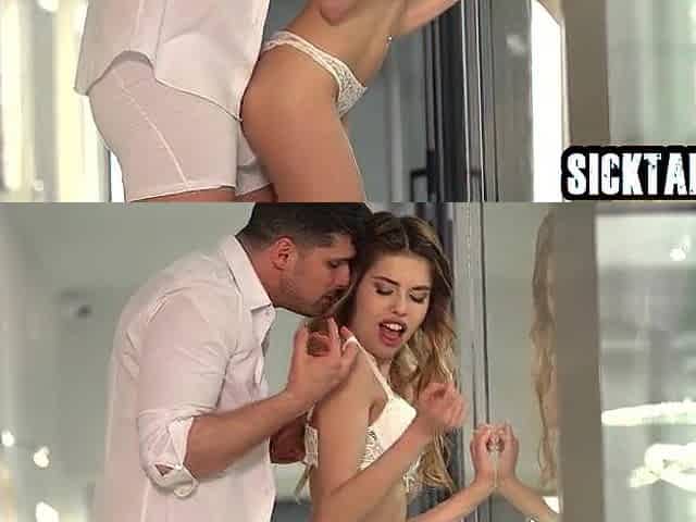 Hot teen Macarena Lewis drank large dong and enjoyed coarse booty slam