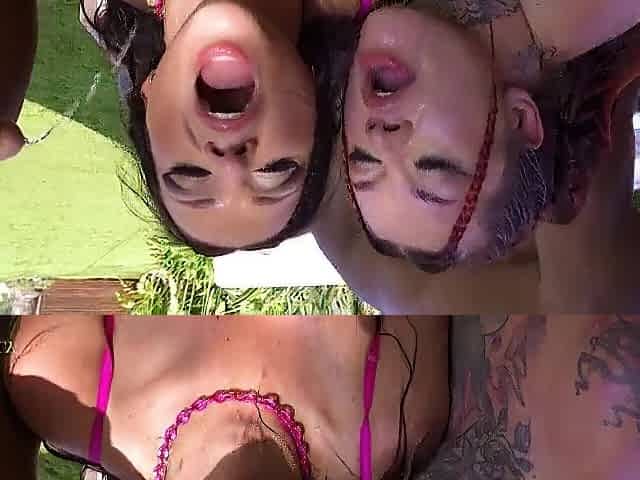 2 Concupiscent Large Butt Harlots Pounded And Voided urine On In Wild 5 Man BBC & BWC Gang Fuck Outdoor