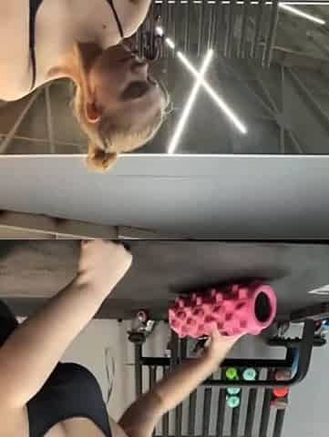 Risky Banging with large sex toy in the changing room