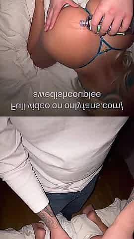 Oiled up blond gets banged