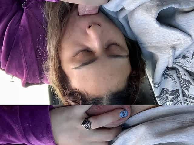 Pullover and Let Me Suck Your Dick Outdoor Blowjob in Truck & Cum on Her Face