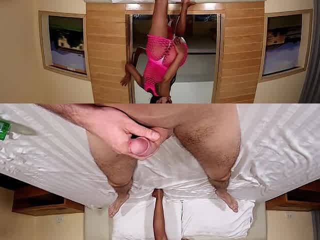Fleshly tugjob and footjob foreplay with small Thailand hotty