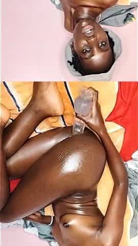 Amateur ebony Nela masturbates and screams