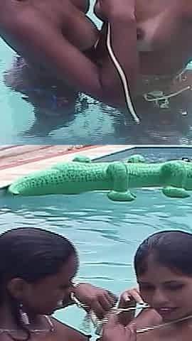 Latina Teens on Vacation Watched with Giant Toy During Lesbian Sex