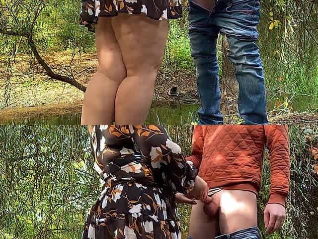 Aged stepmom masturbating outdoors with a juicy vagina