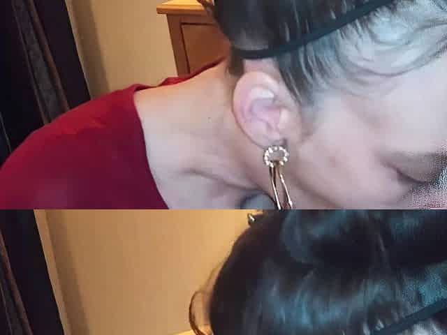 Big tit brunette sucks a big cock blowjob POV