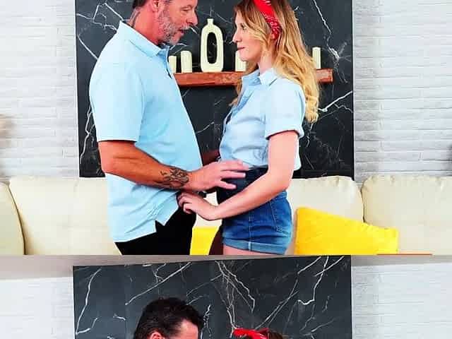 Busty Blonde Teen Melody Gives a Sloppy Blowjob