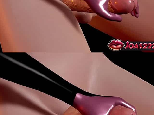 Succubus Morrigan in Pink Latex Bodysuit: Handjob and Blowjob Action with Cumshot Finish!
