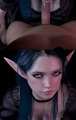 Hot Goth Elf Give a Blowjob in POV - 3D Porn