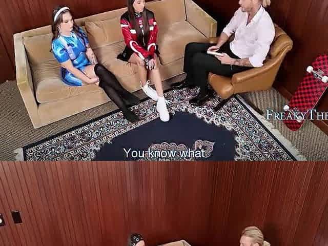 Old And Vicious Therapist Talks two Teen Clients Into A 3some IN THERAPY!