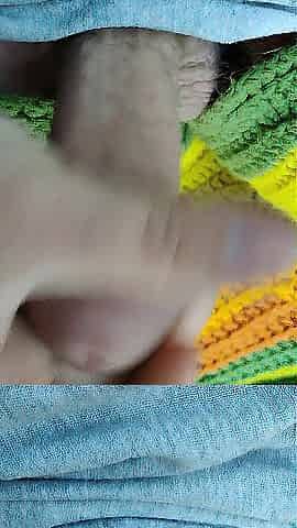 Wanking my dick a little with no lube