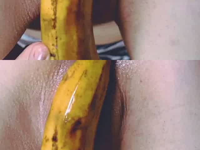 Asian Teen Masturbates with Banana on Webcam