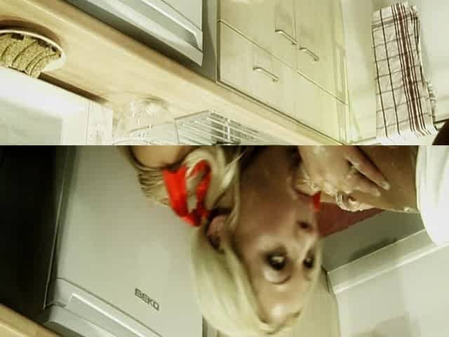 Funny Food Scene-3 busty Blonde MILF Enjoys Creampie in the Kitchen