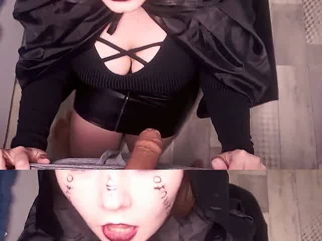 Cute Lustful Witch Gives Oral job And Gets Cum On Her Face