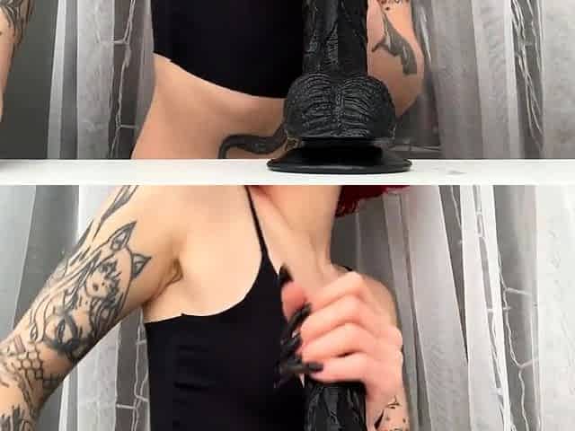 Redhead Teen Rides Window-Mounted Dildo with a View