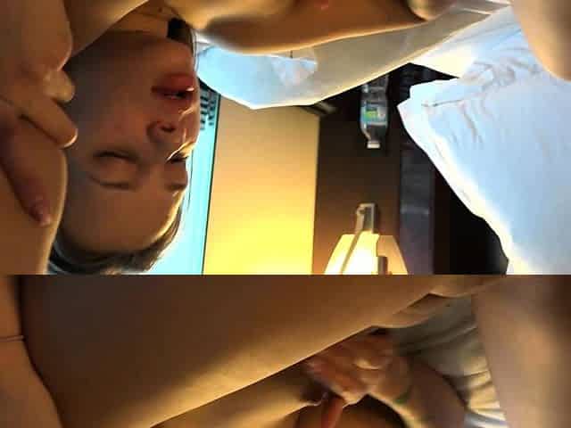 Skinny amateur sucks cock and fingers herself in pov scene