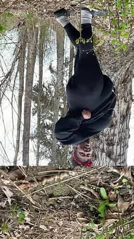 Preggo big beautiful woman gets bent over a tree