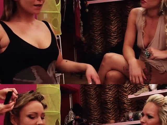 MILF babe gives throat job in 3some