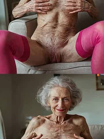Wrinkled old granny AI