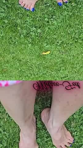 Melove Blue Nail Polish Showing Her Sexy Feet on Grass
