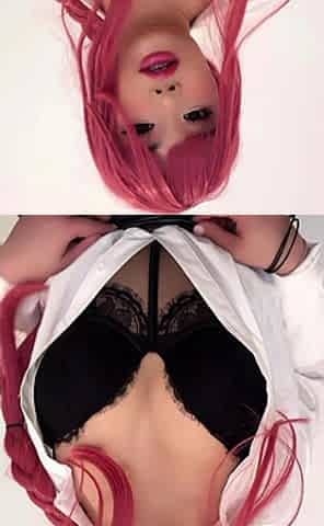 Amateur redhead Jacqueline with glasses masturbates