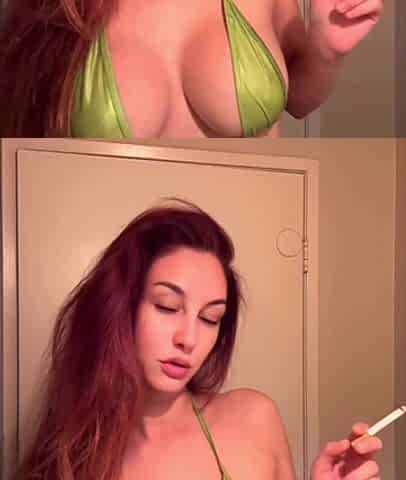 Italian Big Tits MILF Artemisia Love Hot Smoking Session in Bikini