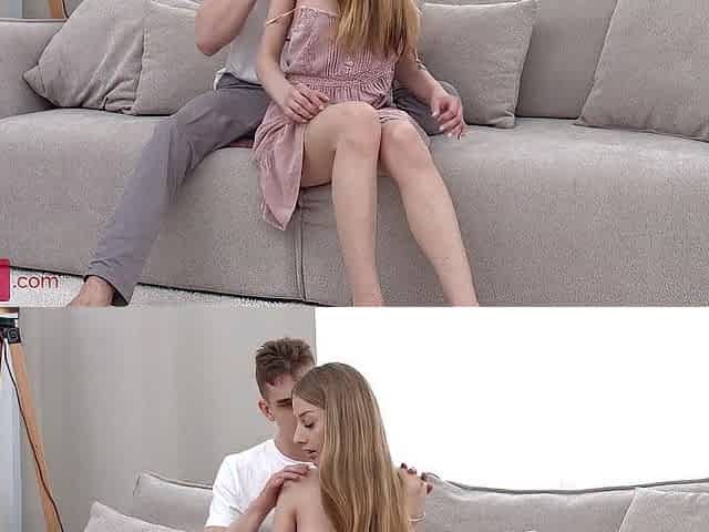 Blond teen gets double permeated by allies