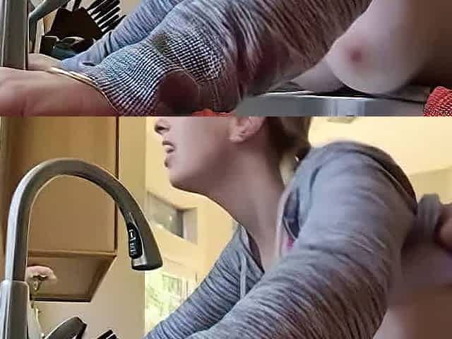 homemade-Big Breasted Wife Fucked In The Kitchen While Cooking Lunch