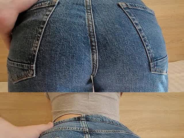 Sexy Brunette hair in Short Jeans getting Her Round Booty Screwed